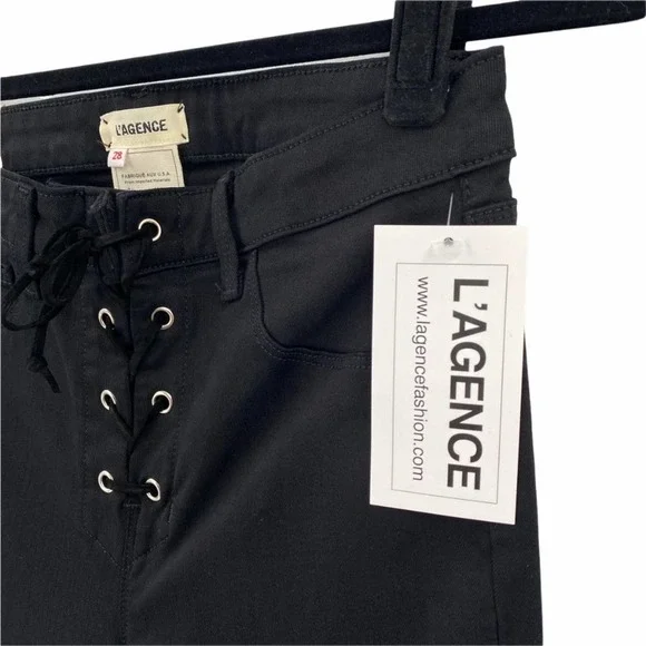 L'Agence Cherie Lace Up High Rise Skinny Jeans